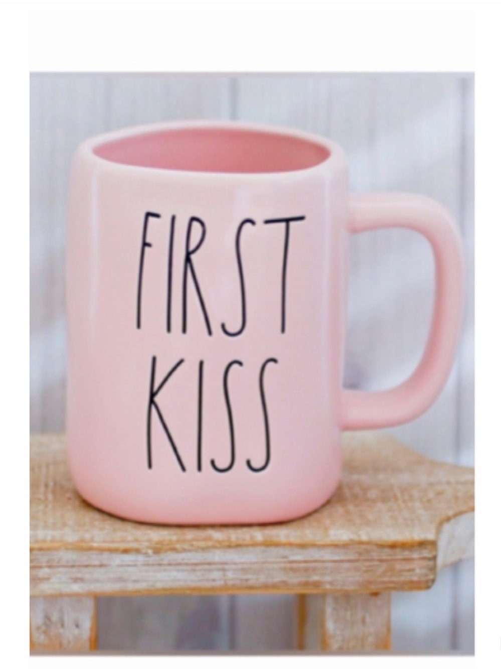 NEW Rae Dunn FIRST KISS Pink Ceramic Coffee Mug